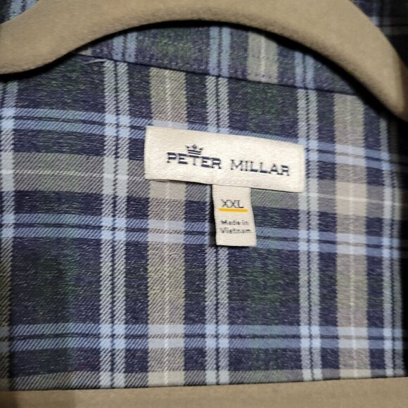 Peter Millar Mens Blue‎ Plaid Button-Up Shirt XXL Cotton Preppy Career - Picture 4 of 7